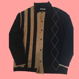 Double pattern vintage knit button up